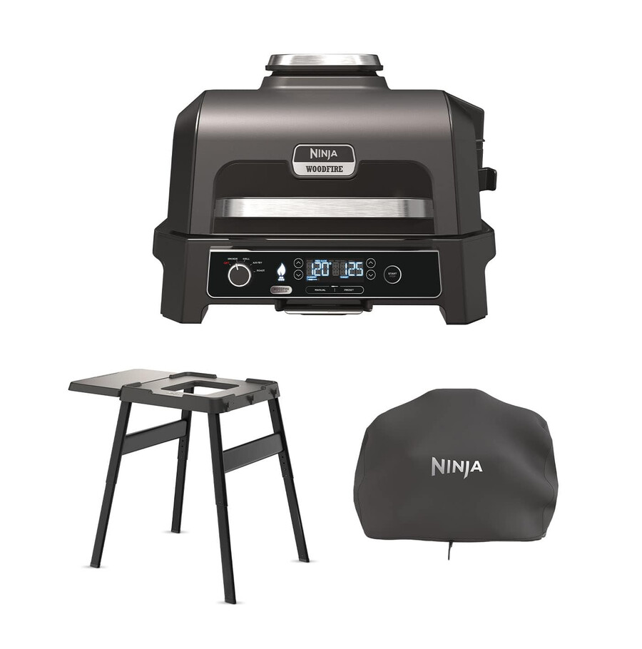 ninja woodfire pro xl elektrogrill smoker mit ständer abdeckung