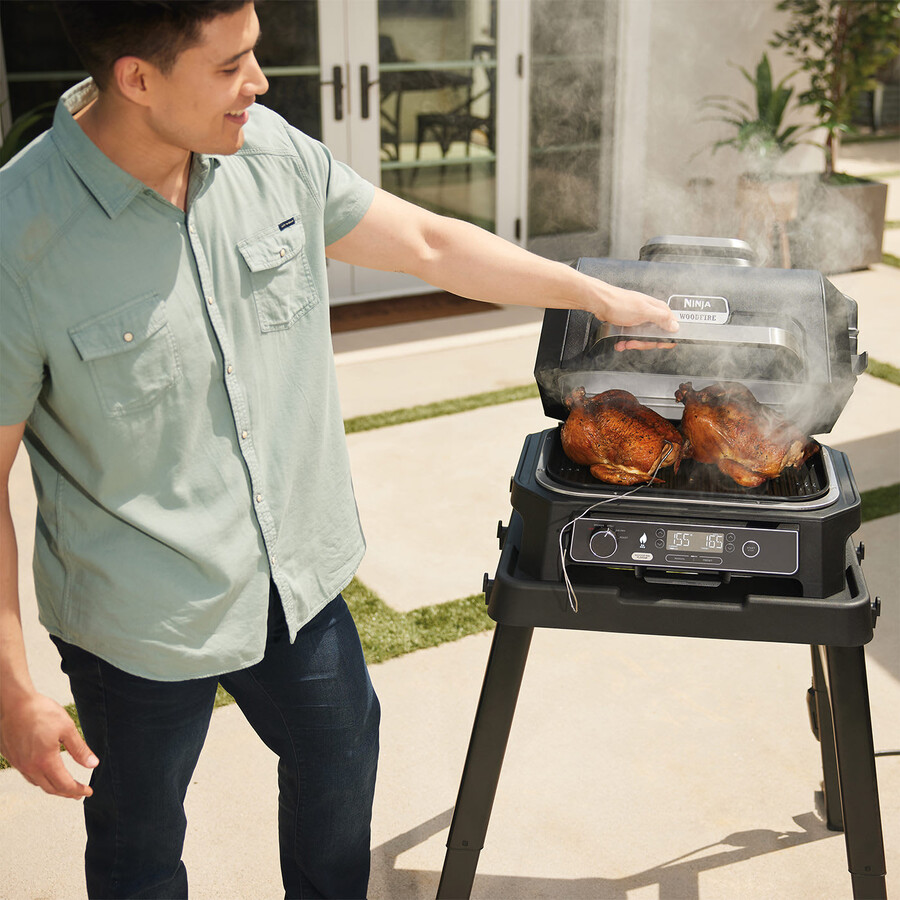 ninja woodfire pro xl elektrogrill smoker mit ständer abdeckung