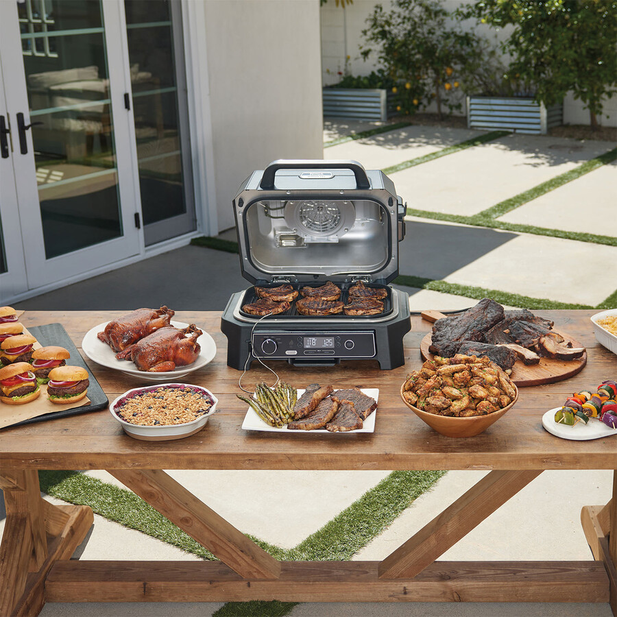 ninja woodfire pro xl elektrogrill smoker mit ständer abdeckung