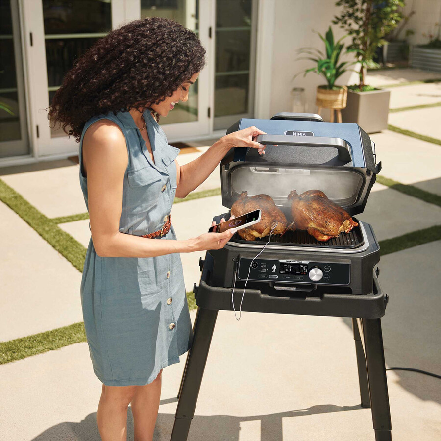 ninja woodfire pro connect xl elektrogrill smoker mit ständer abdeckung