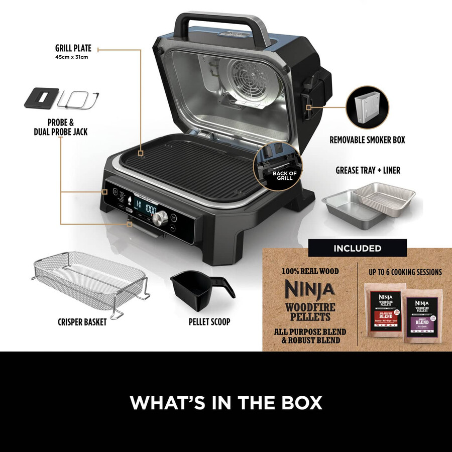 ninja woodfire pro connect xl elektrogrill smoker