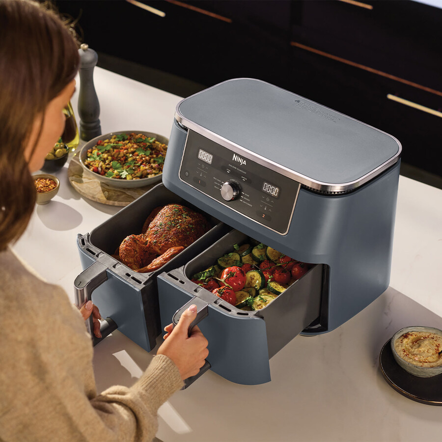 ninja max 6-in-1 dual-zone-heißluftfritteuse 95 l – cyber space dz400ukcyd