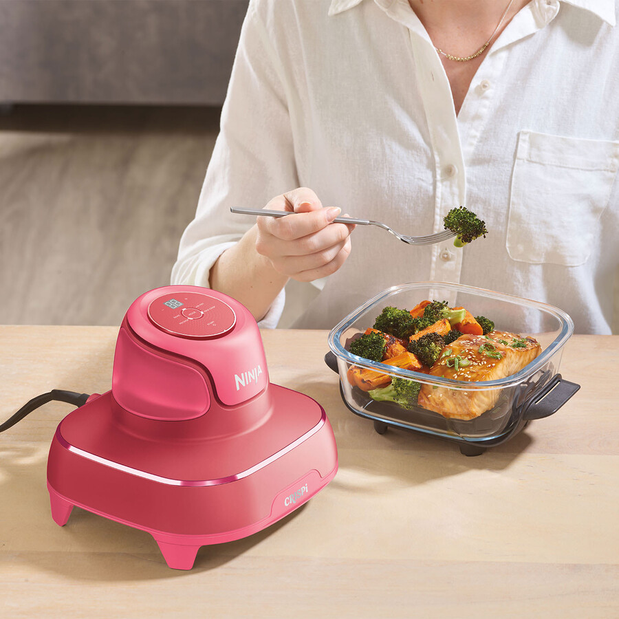 ninja crispi 4-in-1 tragbarer mini-heißluftfritteusen-glasofen – cherry crush fn101ukdr