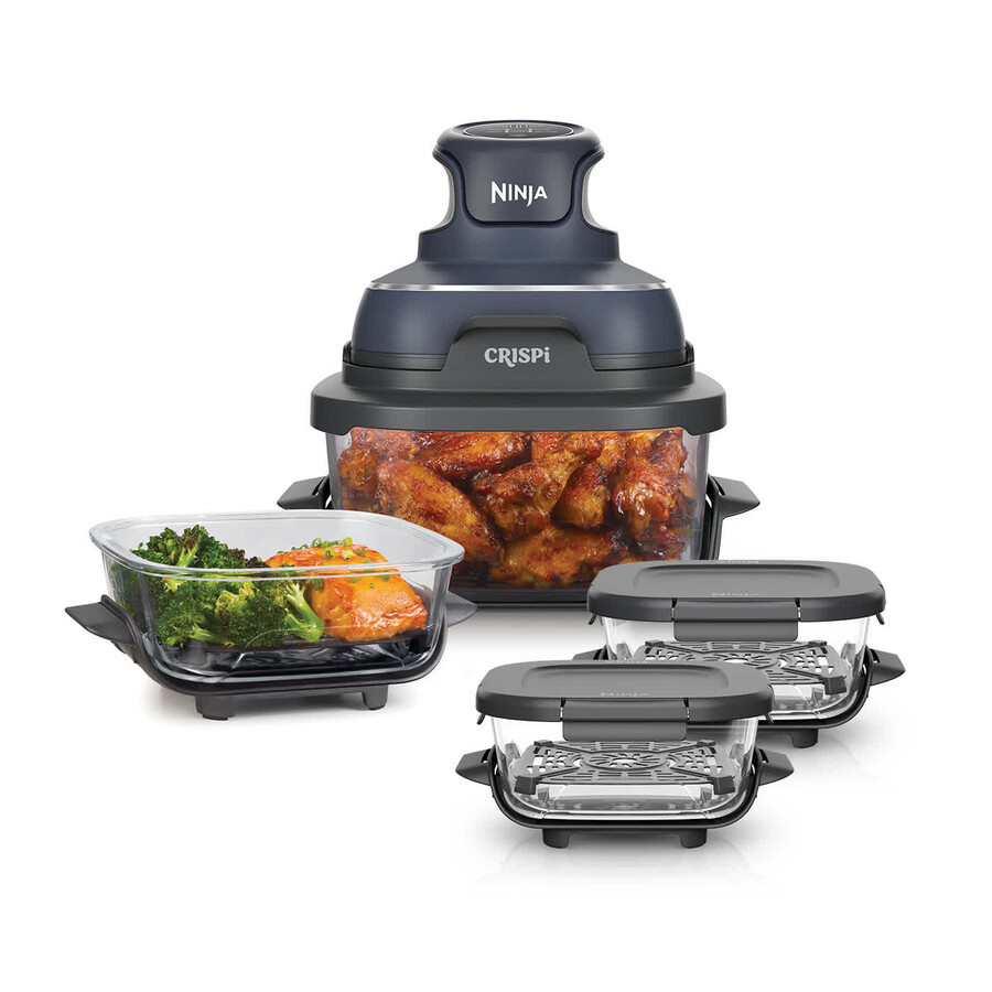 ninja crispi 4-in-1 tragbarer glas-heißluftfritteusen-set zur essenszubereitung - cyber space