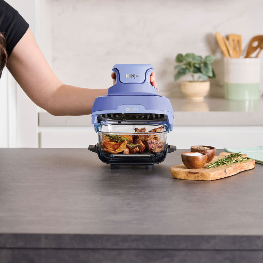 ninja crispi 4-in-1 tragbare heißluftfritteuse aus glas – mattiertes lila fn101ukpr
