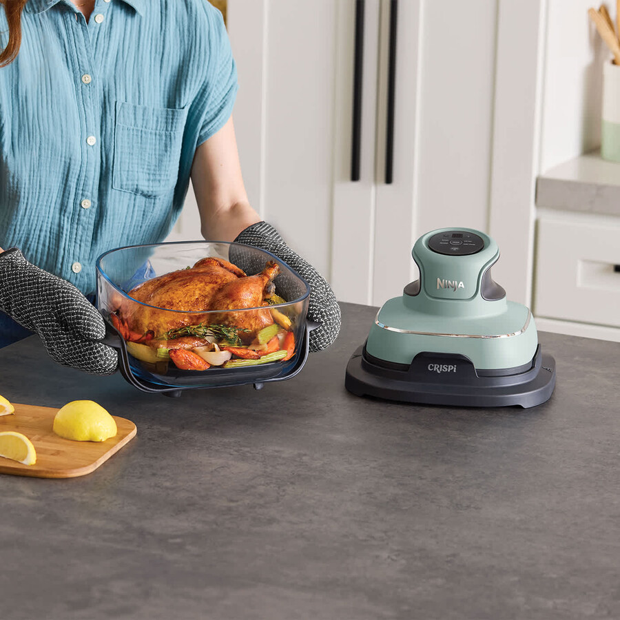 ninja crispi 4-in-1 tragbarer glas-heißluftfritteusen-set zur essenszubereitung – salbei