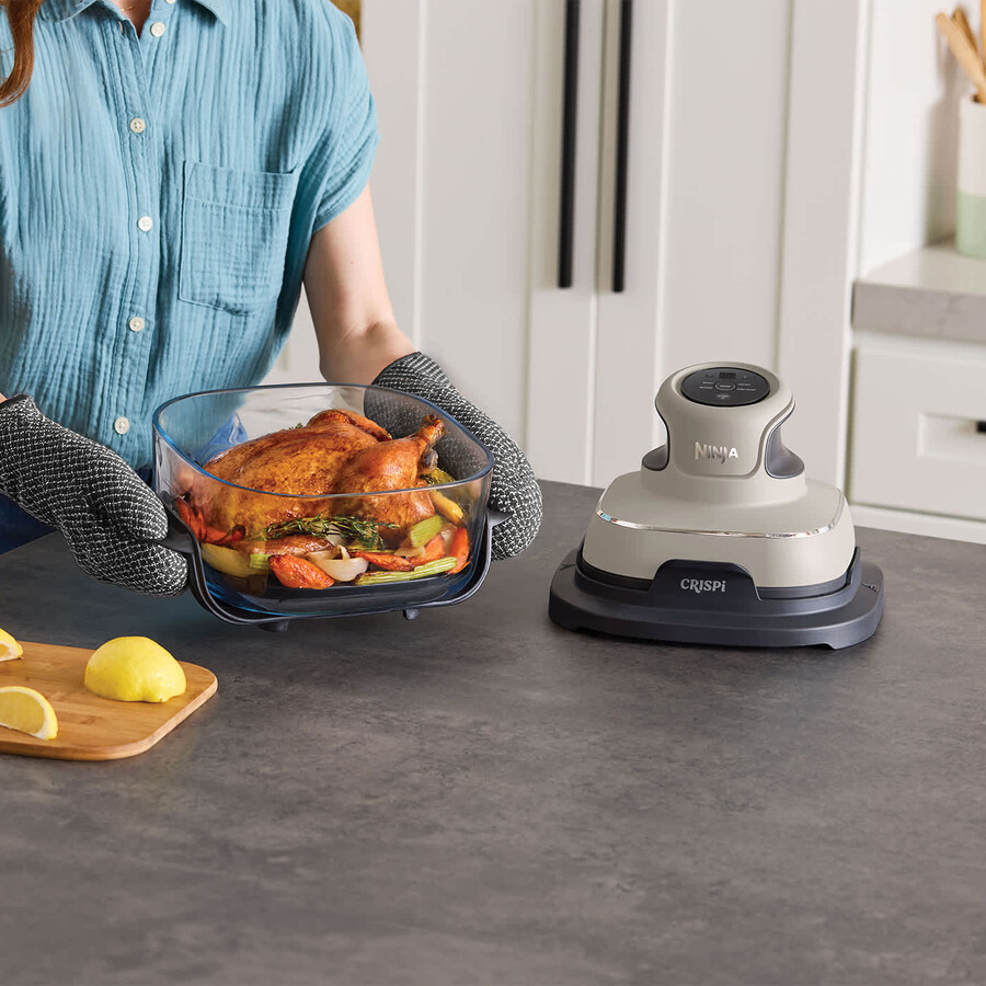 ninja crispi 4-in-1 tragbarer glas-heißluftfritteusen-set zur essenszubereitung – stein