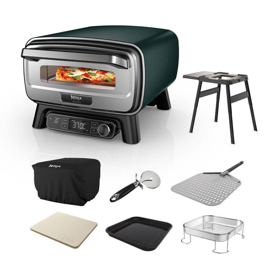 elektrischer outdoor-pizzaofen heißluftfritteuse – british racing green mit ständer