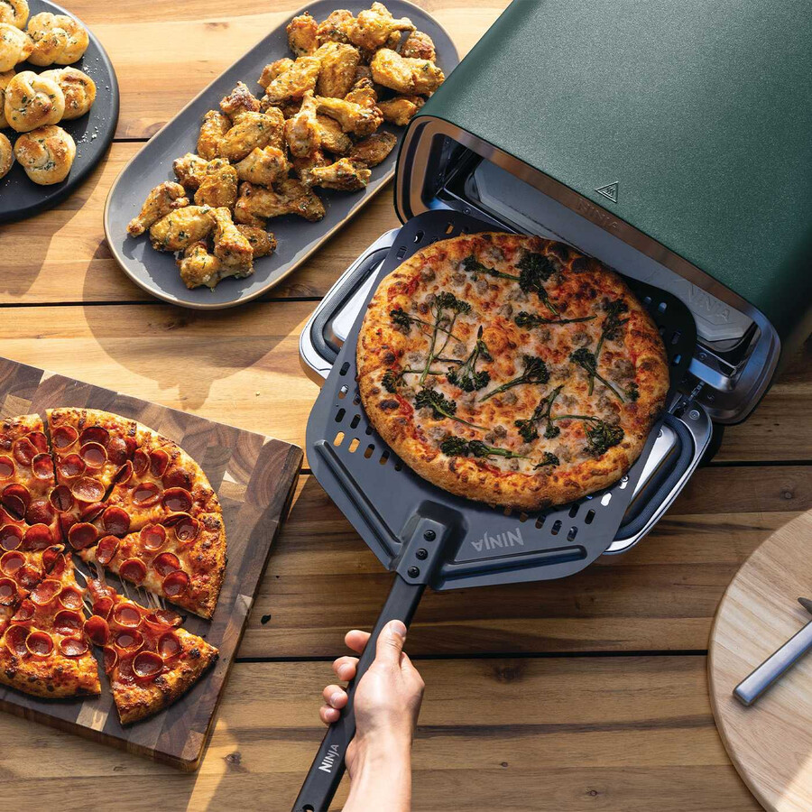elektrischer outdoor-pizzaofen heißluftfritteuse – british racing green mit ständer