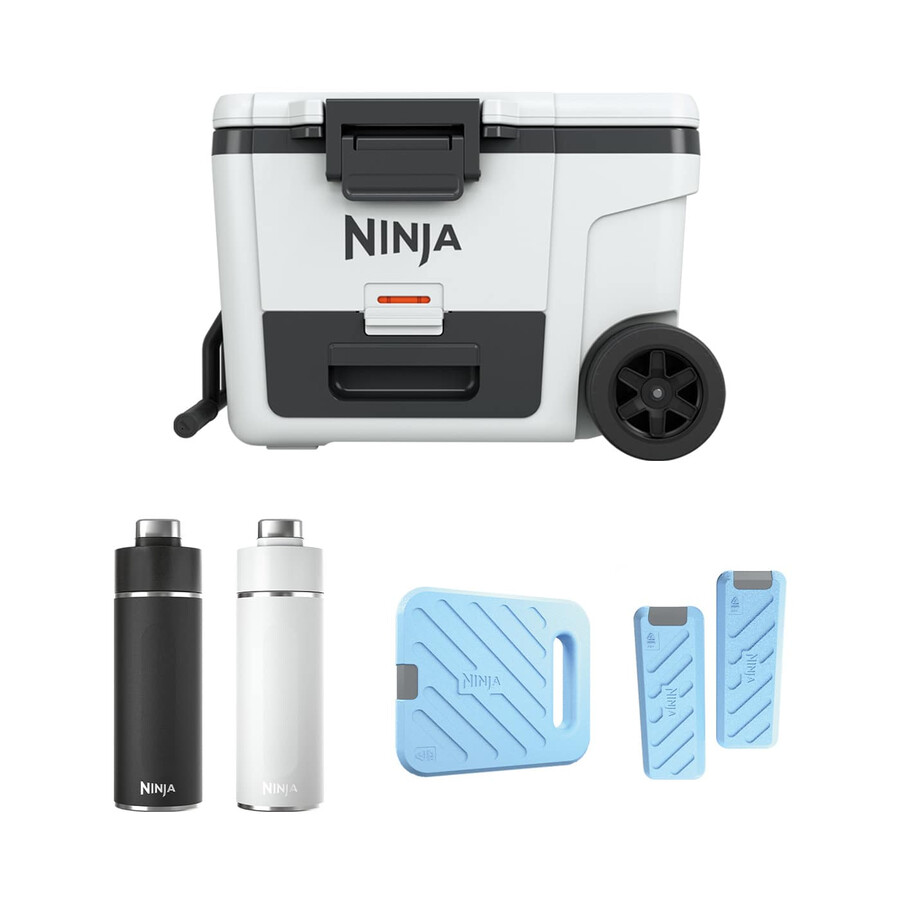 ninja frostvault 45qt42l kühlbox mit rollen kühlakku und durstlöscher-set