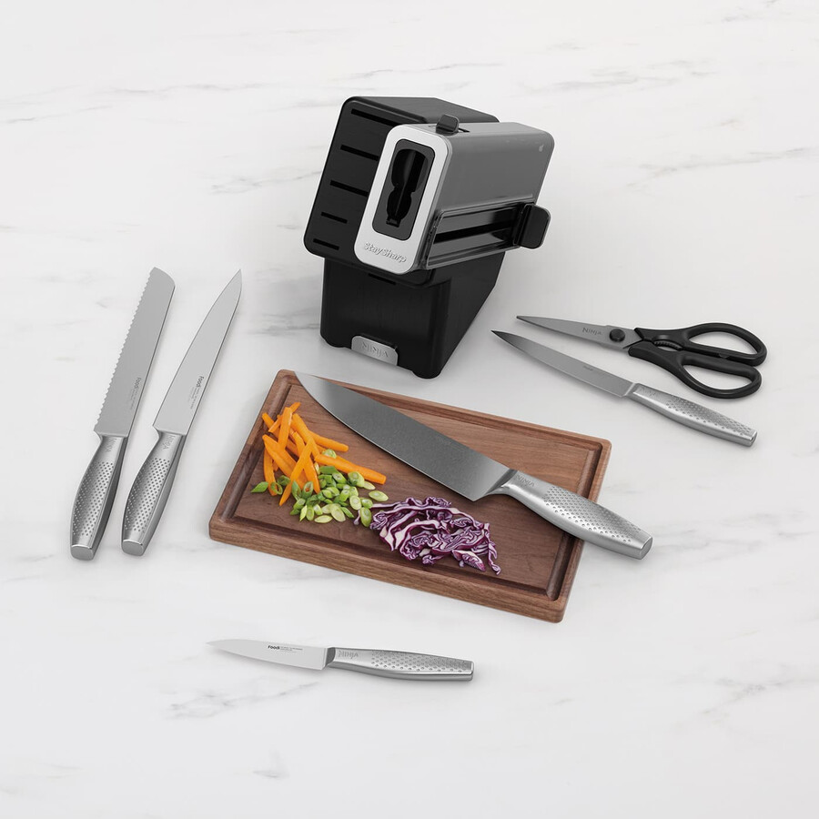ninja staysharp edelstahl-messerset 6-teilig mit holzblock – k62006euuk