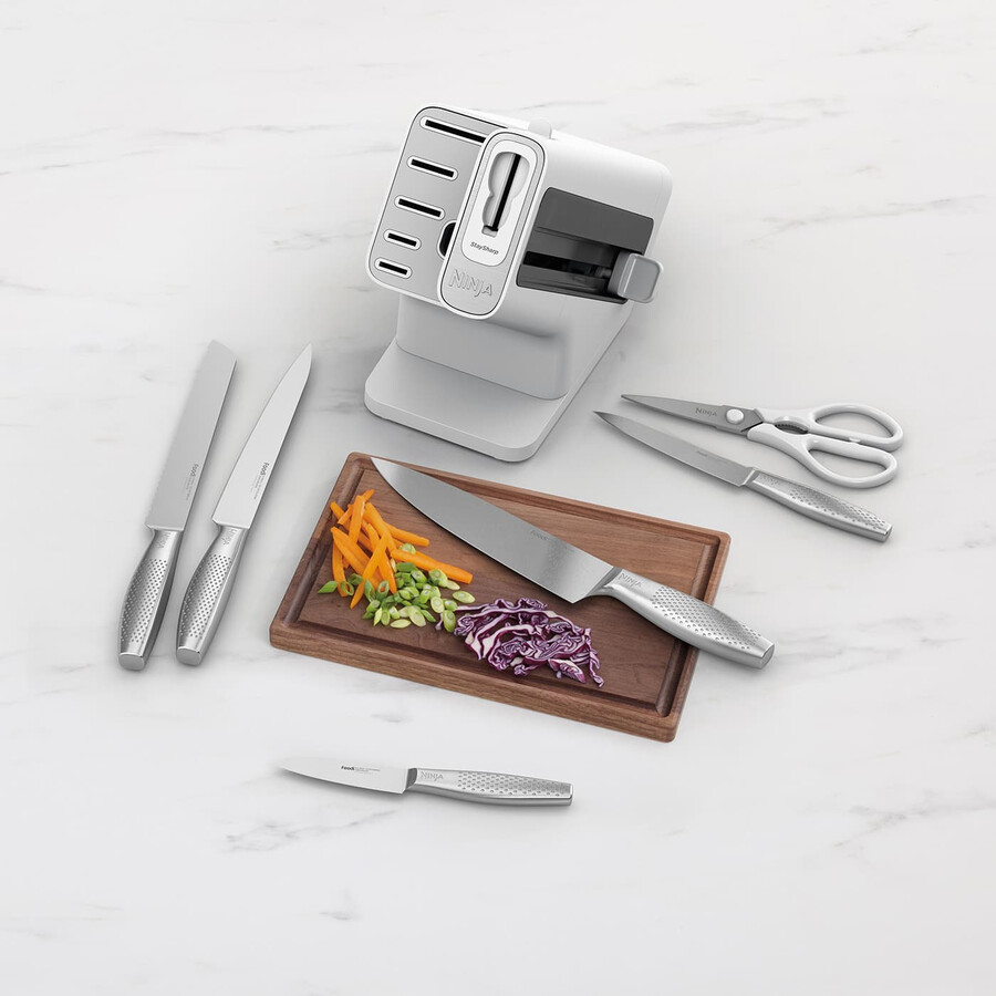 ninja staysharp edelstahl-messerset 6-teilig mit weißem messerblock – k62006euwh